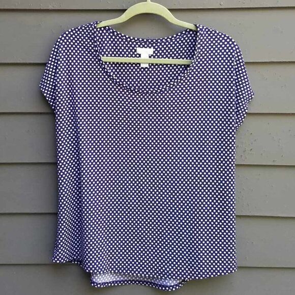 Chicos Tops - Chicos Navy White Polka Dot Top size 2